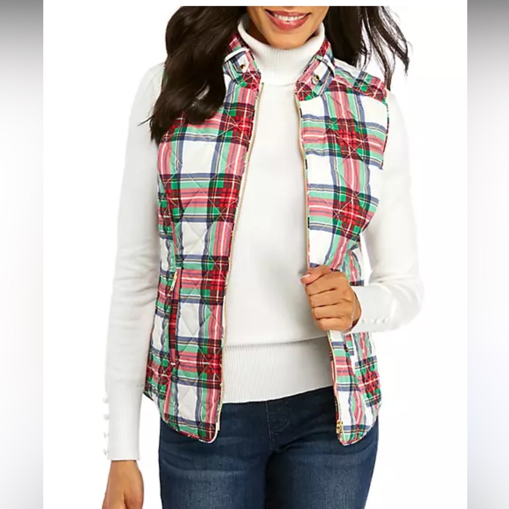 Crown & Ivy Plaid Women’s Vest Size XL - Picture 1 of 5